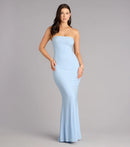 Shimmering Mermaid Strapless Sleeveless O-Ring Open Back Floor-Length Prom Dresses