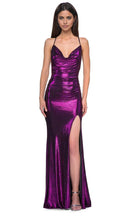 Shiny Mermaid Deep V Sleeveless Crisscross Open Back Floor Length Prom Dress