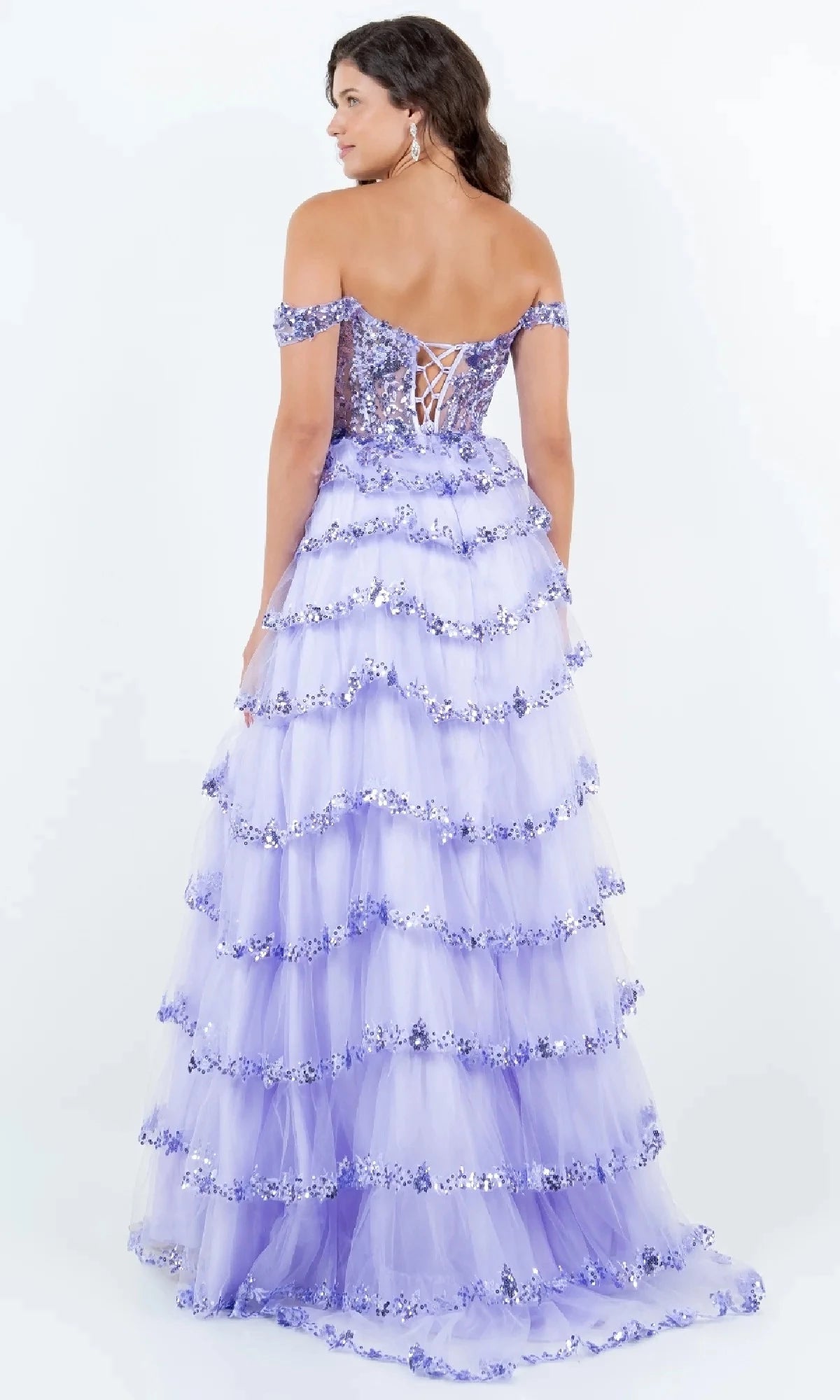 Simple A-Line Sweetheart Off-The-Shoulder Lace-Up-Back High-Slit Floor-Length Prom Dress