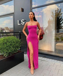 Sleek Bodycon Square Neck Spaghetti Strap Floor-Length Evening Dress