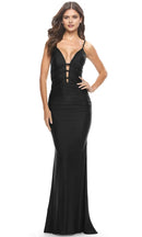 Sleek Mermaid Deep V Spaghetti Strap Lace Up Back Floor Length Prom Dress