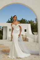 Sleek Mermaid Off-the-Shoulder Sleeveless Open-Back Court Train Wedding Dress