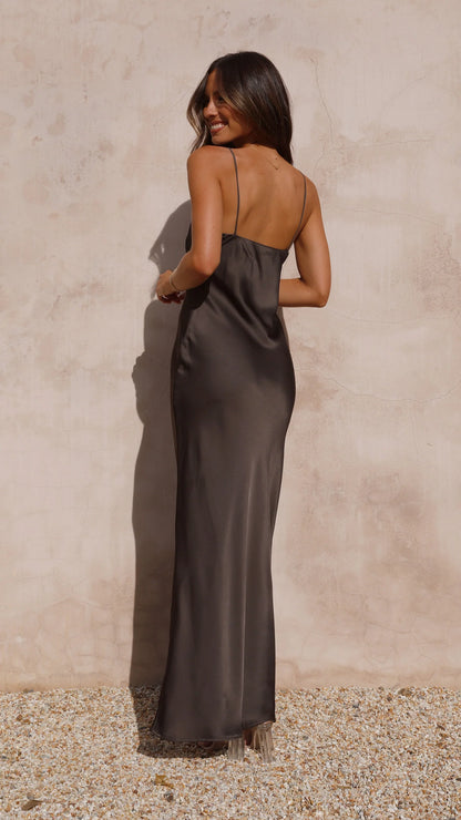 Sleek Sheath Deep V Spaghetti-Strap Open Back Floor Length Evening Dress