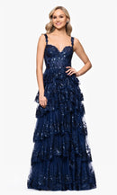 Sparkling Glitter A-Line Sweetheart Spaghetti-Strap Open-Back Floor-Length Prom Dress