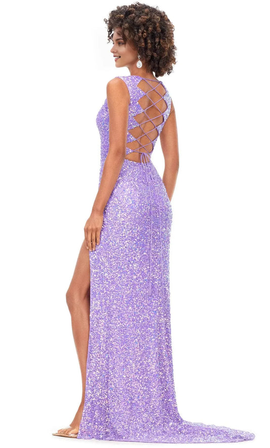 Sparkling Mermaid Deep V Sleeveless Lace Up Back Train Length Prom Dress