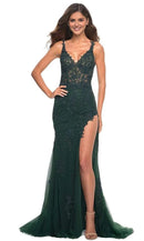 Sparkling Mermaid Deep V Spaghetti Strap Open Back Train Length Prom Dress