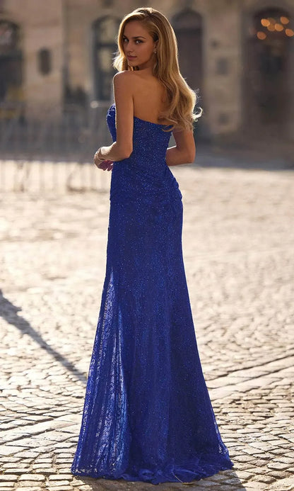 Sparkling Mermaid Strapless Sleeveless Open Back Floor- ength Prom Dress