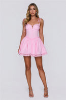 Sweet A-Line Sweetheart Tie-Shoulder Sleeveless Shirred Back Mini Homecoming Dresses