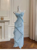 Sweet Sheath Sweetheart Spaghetti‑strap Solid‑back Midi‑length Slit Prom Dress