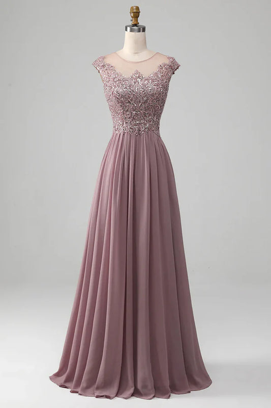 A-Line Lace arrangement Pleated long skirt Beaded Mother of the Bride Dresses