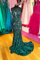 Teal Strapless Sweetheart Sequin Mermaid Prom Dress