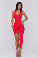 Vibrant Bodycon Halter Sleeveless Open Back Mini Tie-Front Homecoming Dresses