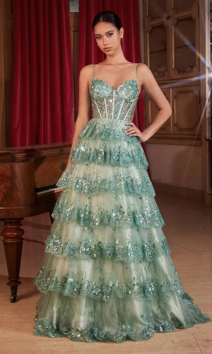 Vintage A-Line Sweetheart Spaghetti-Strap Open-Back Floor-Length Prom Dress