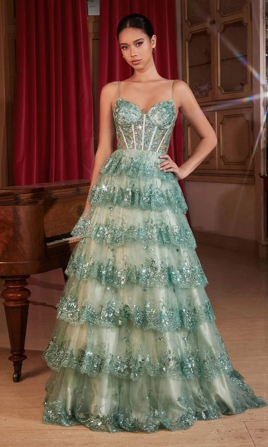 Vintage A-Line Sweetheart Spaghetti-Strap Open-Back Floor-Length Prom Dress