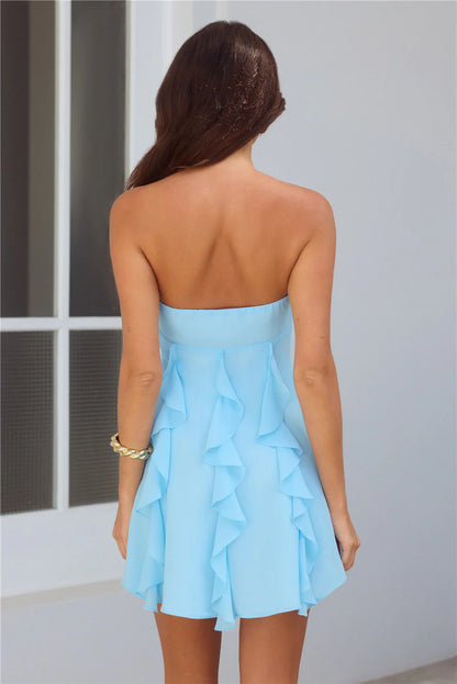 Whimsical A-line Strapless Sweetheart-neck Backless Ruffled Mini Homecoming Dresses