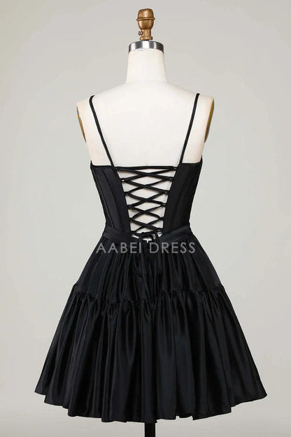 AABEI DRESS New Homecoming Dress Elegant Trendy A-Line Spaghetti Straps Pleated Short Graduation Dress