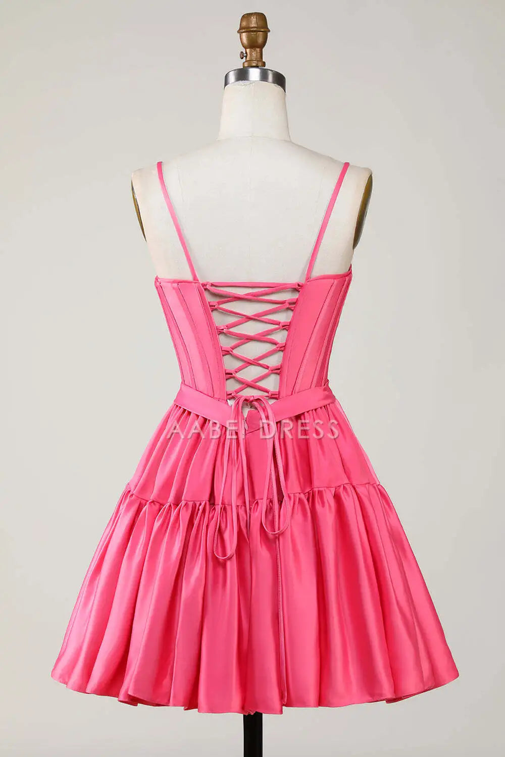 AABEI DRESS New Homecoming Dress Elegant Simple A-Line Bow Spaghetti Straps Pleated Fashion Short Graduation Dress
