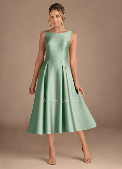 AABEI DRESS Wedding Guests Dresses A-Line Round Neck Sleeveless V Back Elegant Simple Mother of the Bride Dress