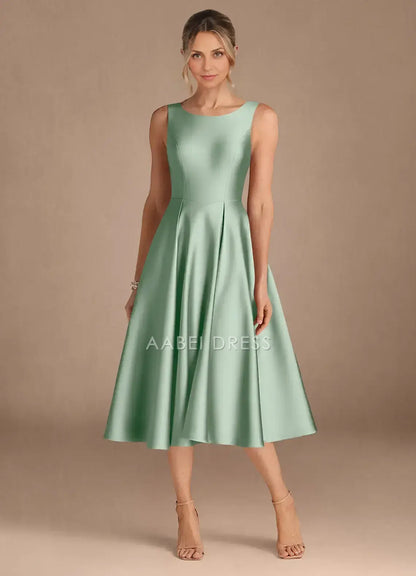 AABEI DRESS Wedding Guests Dresses A-Line Round Neck Sleeveless V Back Elegant Simple Mother of the Bride Dress