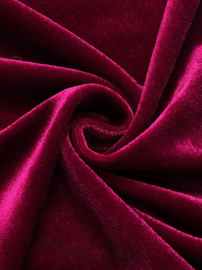 Burgundy Velvet Mermaid Square Neck Zipper Back Midi Dress - Aabei Dress