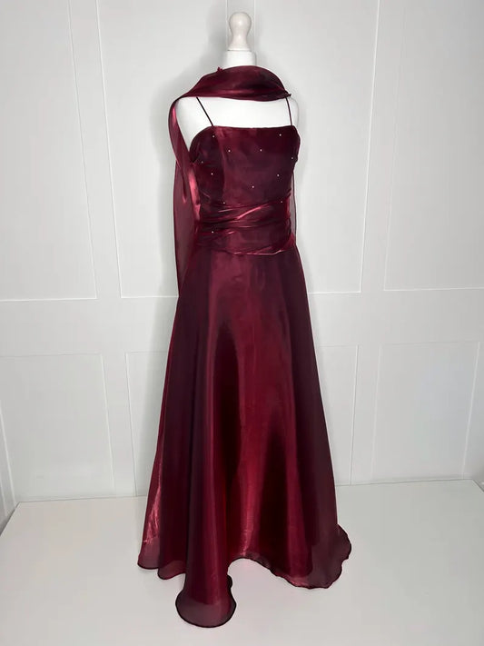 Evening Dress Matching Scarf Two Piece Set Spaghetti Strap Elegant Vintage prom dress Formal Wear Dresses