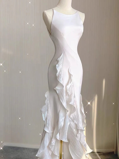 Wedding Dress Mermaid Cultivate oneself Ruffle Long Backless Formal Dresses