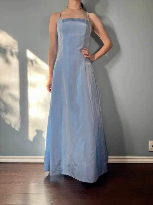 Evening Dress Spaghetti Strap Square Neck Backless Lace up Elegant Simple Formal Wear Dresses