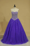 Tulle Ball Gown Sweetheart With Beading Quinceanera