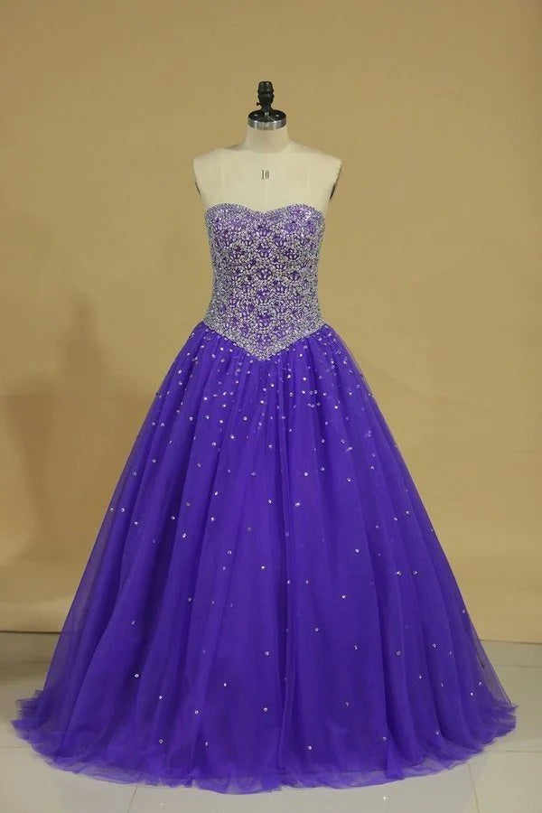 Tulle Ball Gown Sweetheart With Beading Quinceanera
