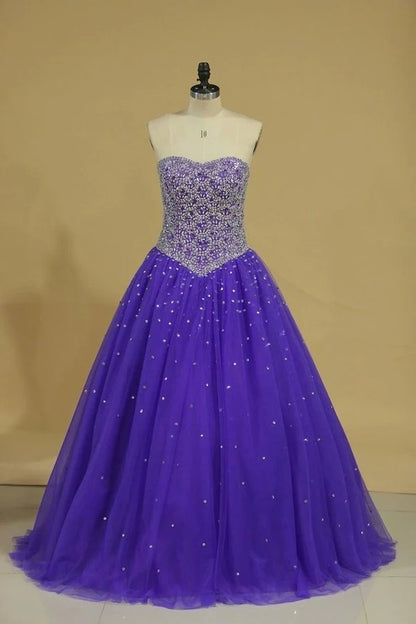 Tulle Ball Gown Sweetheart With Beading Quinceanera