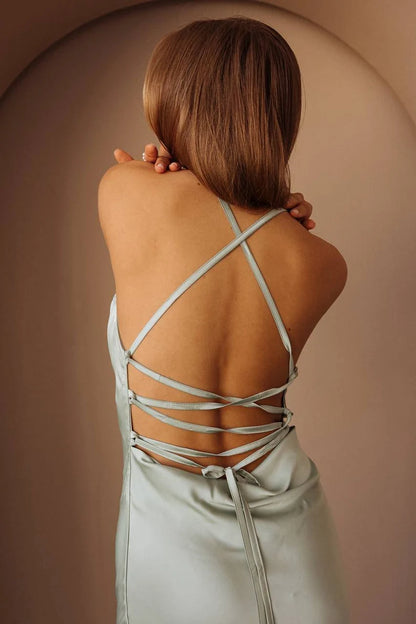 Evening Dress Slip Midi Dress Lace up Backless off Shoulder Elegant special Dress Formal Wear Dresses