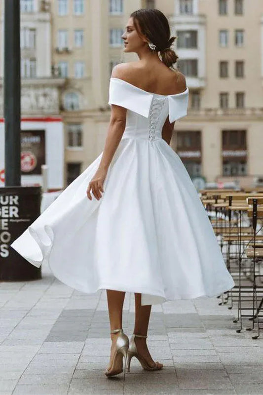 Wedding Dress A Line Off The Shoulder Elegant Simple Formal Dresses