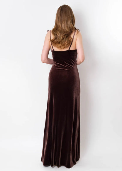 Evening  Dress Velvet Dress Spaghetti Strap Backless Side Fork Bodycon Dress Long Velvet Dress Formal Dresses Wedding Guest Dress