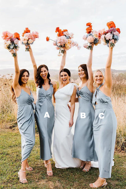 Bridesmaid Dresses Elegant Sheath Halter Silk Satin