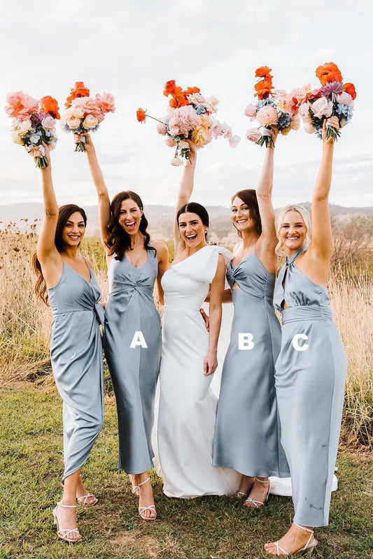 Bridesmaid Dresses Elegant Sheath Halter Silk Satin