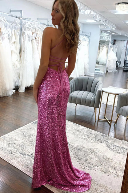 AABEI DRESS Hot Sale Prom Dress Sparkly Sequin Mermaid Spaghetti Straps Backless Long With Split Formal Dress