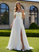 Ivory Satin A-Line Sweetheart Back Zip Floor-Length Dress - Aabei Dress