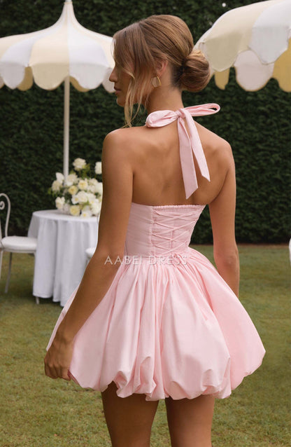 AABEI DRESS Hot Sale Homecoming Dress Fashion Halter Backless Puffball Mini Princess Dress Short Prom Dresse