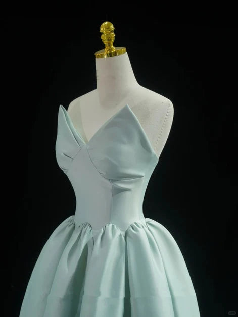 Mint Green Satin A-Line Sweetheart Back Zip Floor-Length Dress - Aabei Dress