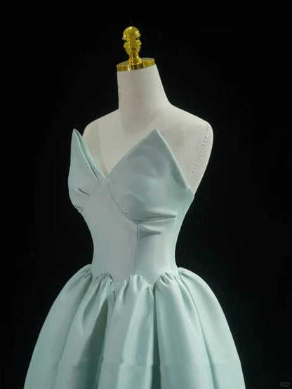Mint Green Satin A-Line Sweetheart Back Zip Floor-Length Dress - Aabei Dress