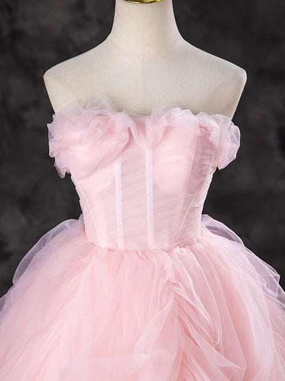 Sweet A-Line Prom Dress Tulle Long Atmosphere Elegant Long Dress