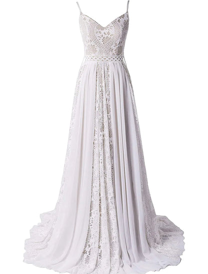 Side profile of Boho A-Line wedding dress, highlighting chiffon and tassel details.