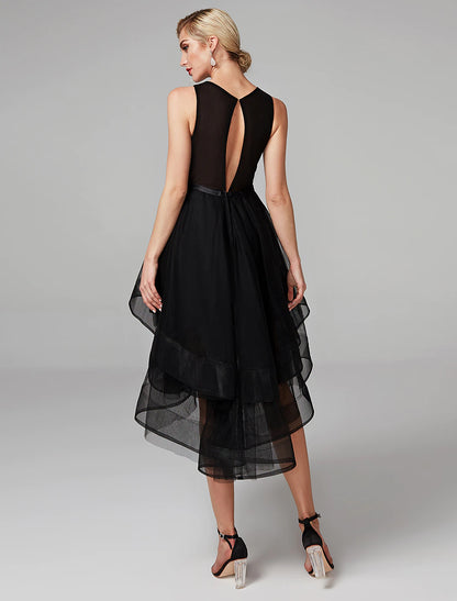 Charming Ball Gown Jewel Neck Beaded Ruffle Wednesday Addams Homecoming Dress Knee Length.