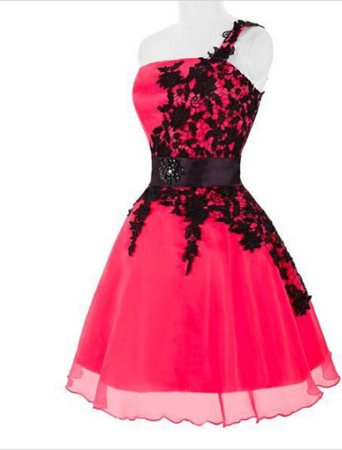 Chic A-Line One Shoulder Color Block Applique White Mini Party Dress.