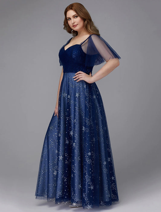 Back view of A-Line plus size prom gown showing lace-up detail.