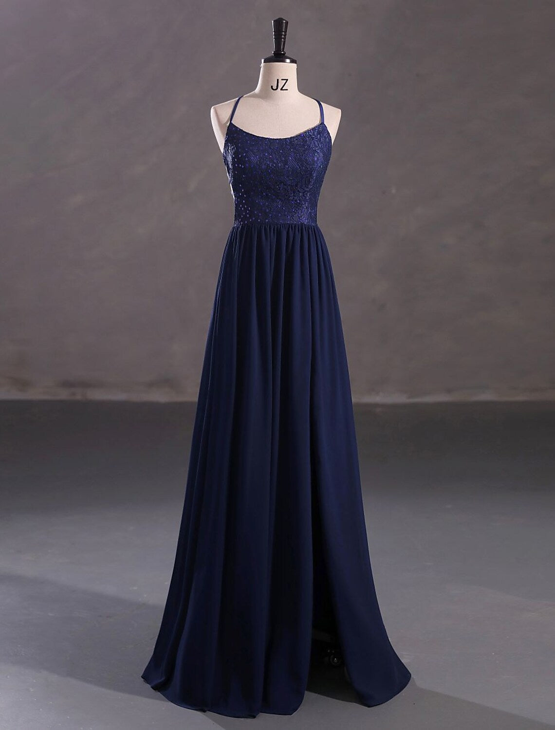 Sophisticated A-Line evening dress with elegant silhouette.