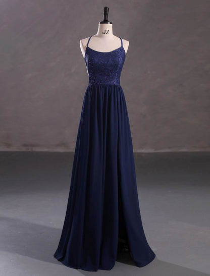 Sophisticated A-Line evening dress with elegant silhouette.