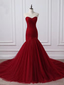 Elegant A-Line Strapless Ruched Tulle Plus Size Wedding Dress Chapel Train.