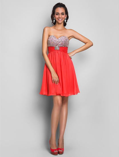 Back view of the elegant A-line mini dress.
