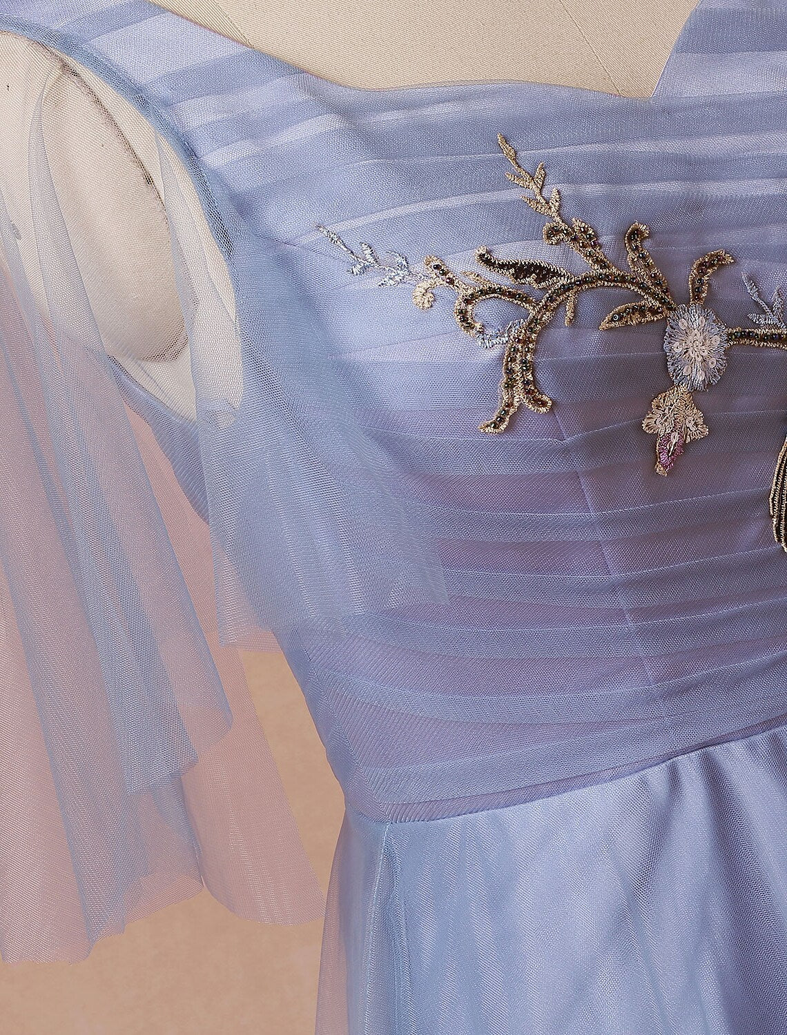 Elegant A-Line V-Neck Half Sleeve Ruched Floor Length Chinese Style Prom Dress.